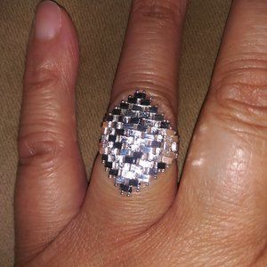 Imperial .925 Sterling Silver Satin Lame Wheat Link Marquise Band Ring SIZE 7